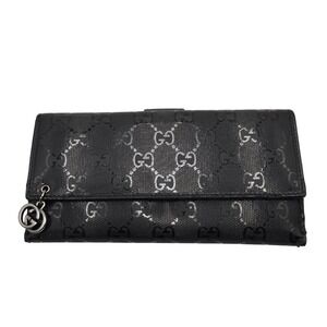 Gucci GG Imprime Continental Wallet Black Coated Canvas Interlocking G 212104